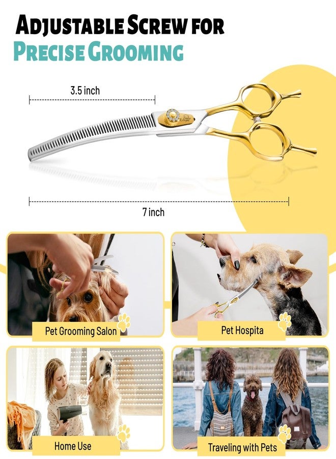 Ethyxe 7" Curved Thinning Shears Dog Grooming –Professional 50-Teeth 440C Stainless Steel Pet Thinners Blender Scissors with Extremely Sharp Blades and Ergonomic Handle - Image 4